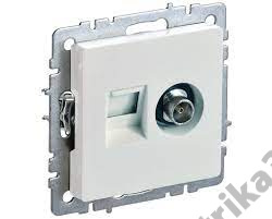 Мех-м розетки 2-м BRITE комп. RJ45+TV бел. IEK BR-AK20-1-K01