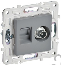 Мех-м розетки TV+RJ45 SKANDY серый IEK SK-AK20-1-K03