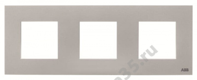 Рамка 3-п 6мод. Zenit серебристый. ABB N2273 PL 2CLA227300N1301