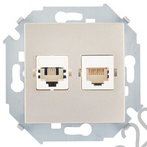Механизм розетки комп СП 2-м RJ45 кат.5E шампань Simon15 1591593-034