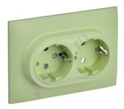 Розетка 2-м SKANDY с/з мятный IEK SK-R21-16-K06-F