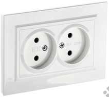 Розетка 2-м BRITE без з/к., бел. IEK BR-R20-10-K01-F	