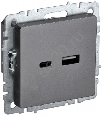Розетка BRITE USB A+C 18Вт сталь IEK BR-U22-018-K46