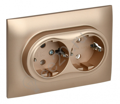 Розетка 2-м SKANDY с/з песочный IEK SK-R21-16-K98-F
