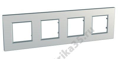 Рамка 4-м Unica quadro серебр. SchE MGU6.708.55