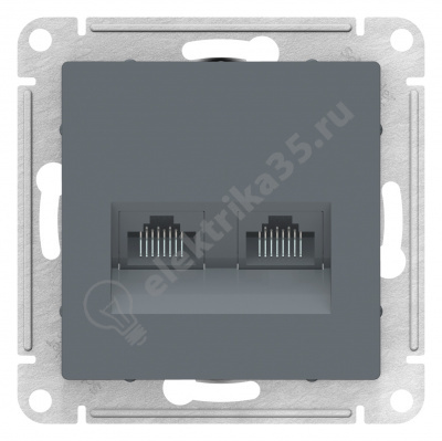Мех-м розетки комп. 2-м ATLAS 2* RJ45 грифель SchE ATN000785 