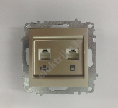 Механизм розетки комп.+телеф. 2-м Cosmo титаниум  ABB 619-011400-249