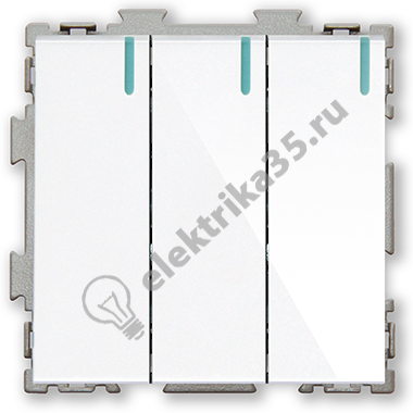 Механизм переключателя проходной 3 кл. белый. с индикатором CGSS PL-W103-PWCG