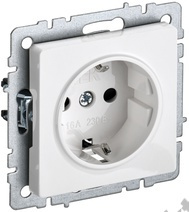 Мех-м розетки 1-м BRITE с з/к., защ. шт., бел. IEK BR-R14-16-K01