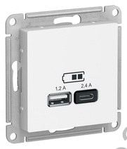 Мех-м розетки 1- м ATLAS А+С., USB  лотос SchE ATN001339