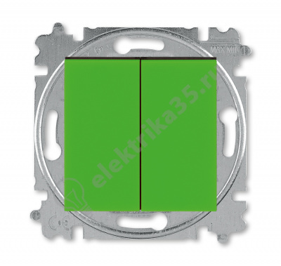 Переключатель 2-кл. Levit зел./дым. черн. ABB 2CHH595245A6067
