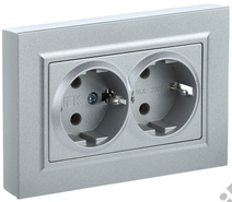 Розетка 2-м BRITE с з/к., сталь IEK BR-R21-16-K46-F 