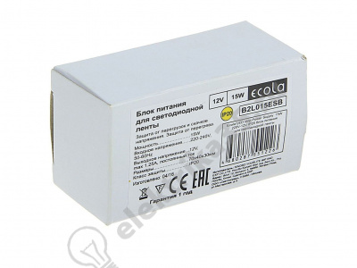 Блок питания для св/д лент 12V  15W IP20 Ecola (B2L015ESB)