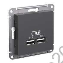 Мех-м розетки USB ATLAS базальт SE ATN001433