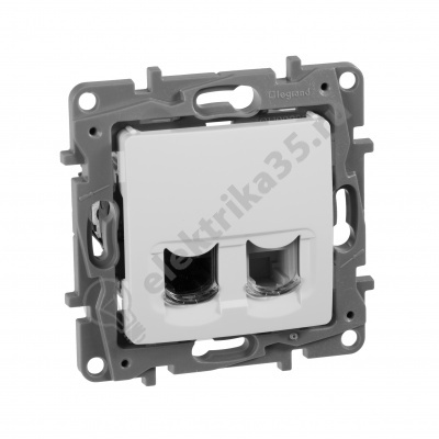 Механизм розетки комп.+телеф. 1-м RJ11+RJ45 CAT.5 UTP бел. Etika Leg 672252