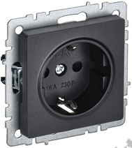 Мех-м розетки 1-м BRITE с з/к., защ. шт., черный IEK BR-R14-16-K02 