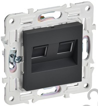 Мех-м розетки 2*RJ45 SKANDY графит IEK SK-K20-1-K53
