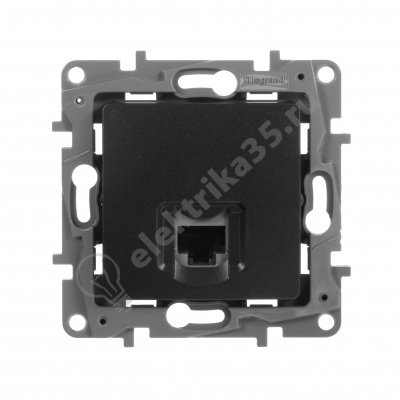 Механизм розетки информ. RJ45 CAT.5e UTP антрацит Etika Leg 672641
