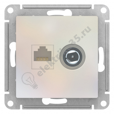 Мех-м розетки комп. 2-м ATLAS RJ45+TV жемчуг SchE ATN000489