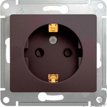 Мех-м розетки 1-м GLOSSA с з/к., защ. шт., графит SchE GSL001345