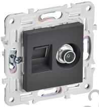 Мех-м розетки TV+RJ45 SKANDY титан IEK SK-AK20-1-K48
