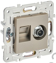 Мех-м розетки TV+RJ45 SKANDY шампань IEK SK-AK20-1-K37