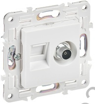 Мех-м розетки TV+RJ45 SKANDY арктический белый IEK SK-AK20-1-K01