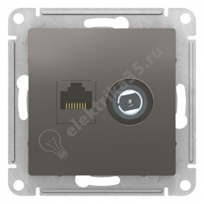 Мех-м розетки комп. 2-м ATLAS RJ45+TV сталь SchE ATN000989