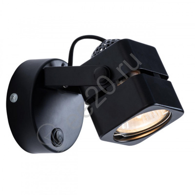 Светильник накладной GU10 чёрный d60мм h-140мм с выкл. ARTE Lamp A1315AP-1BK