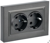 Розетка 2-м BRITE с з/к., темн.бронза IEK BR-R21-16-K45-F 