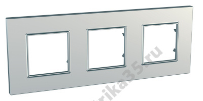 Рамка 3-м Unica quadro сереб. SchE MGU6.706.55