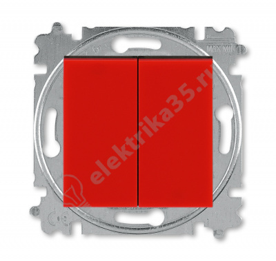 Переключатель 2-кл. Levit красн./дым. черн. ABB 2CHH595245A6065