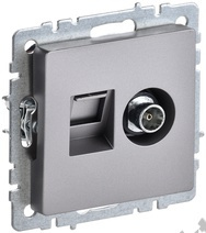Мех-м розетки 2-м BRITE комп. RJ45+TV сталь IEK BR-AK20-1-K46