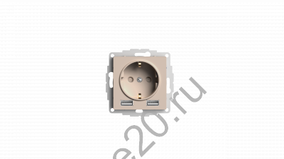 Мех-м розетки 1-м ATLAS с з/к.,защ.шт.,USB+USB, песочный SchE ATN001230