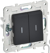 Мех-м выключателя 2-кл. с подс. SKANDY графит IEK SK-V20-1-10-K53