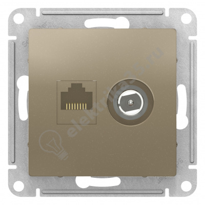 Мех-м розетки комп. 2-м ATLAS RJ45+TV шампань SchE  ATN000589