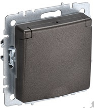 Мех-м розетки 1-м BRITE с з/к., защ. шт., защ. крышкой, IP20 темн.бронза IEK BR-R16-16-K45 