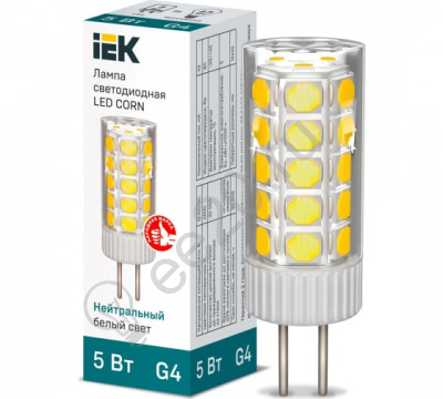 Лампа светодиодная LED 5Вт 12в G4 белый IEK LLE-Corn-5-012-40-G4