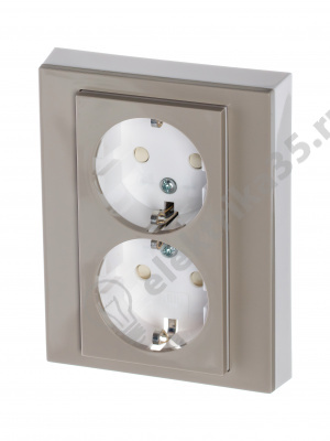 Розетка 2-я Levit с заземл. с защ. шторками 16А кофе макиато/бел. ABB 2CHH223457C6018