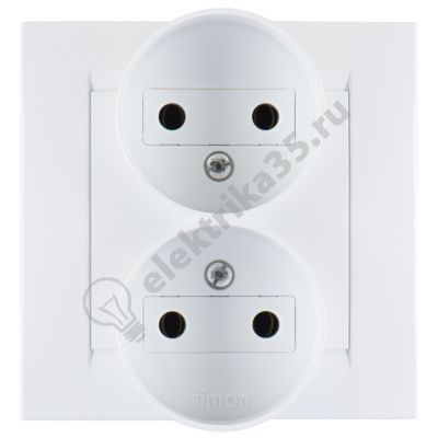 Розетка 2-м СП 16А IP20 без заземл. бел. Simon15 1590457-030