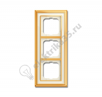 Рамка 3-м Династия Латунь полированная стекло бел. ABB 2CKA001754A4562
