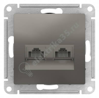 Мех-м розетки комп. 2-м ATLAS 2*RJ45 сталь SchE ATN000985