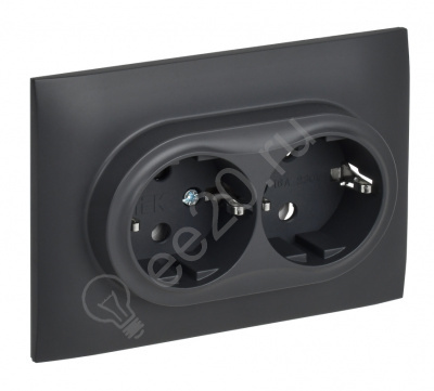 Розетка 2-м SKANDY с/з титан IEK SK-R21-16-K48-F