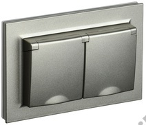 Розетка 2-м BRITE с з/к., защ. шт., защ. крышкой IP44 шампань IEK BR-R26-16-44-K37-F 