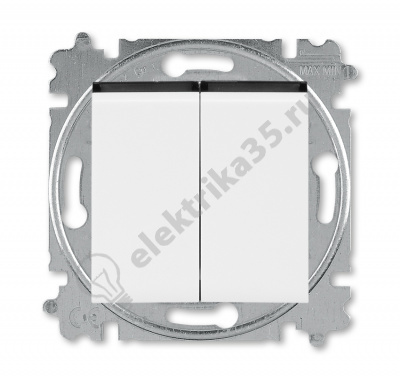 Переключатель 2-кл. Levit бел./дым. черн. ABB 2CHH595245A6062