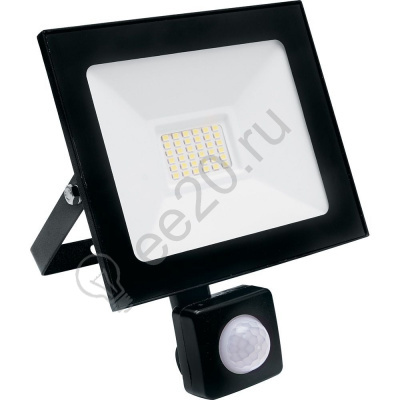 Прожектор Led 30W 6400K 2850Лм IP44 с датчиком движения черный FERON LL-907 29557 гарантия 2 года