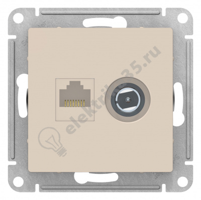 Мех-м розетки комп. 2-м ATLAS RJ45+TV беж. SchE ATN000289