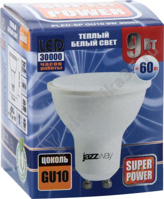 Лампа светодиодная 9Вт 230в GU10 3000К JazzWay (2859693A)