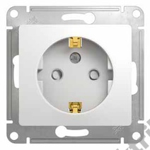 Мех-м розетки 1-м GLOSSA с з/к., защ. шт., бел. SchE GSL000145