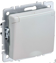 Мех-м розетки 1-м BRITE с з/к., защ. шт., защ. крышкой, IP44 жемчуг IEK BR-R16-16-44-K36